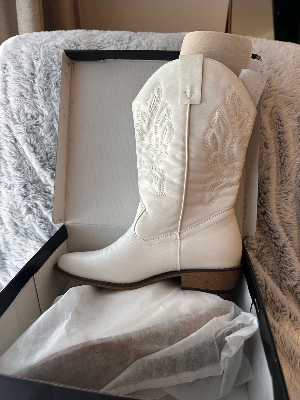 Amazon White Western-Inspired Ankle Cowboy Booties